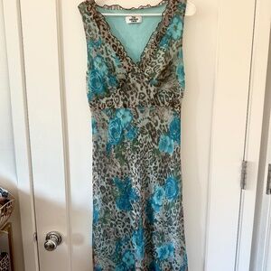 Vintage Print Dress With Animal Print And Flowers, SIZE M-L